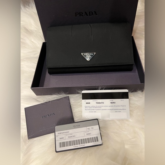 Prada Tessuto Nylon Saffiano Flap Wallet in Black with Box - Picture 3 of 10